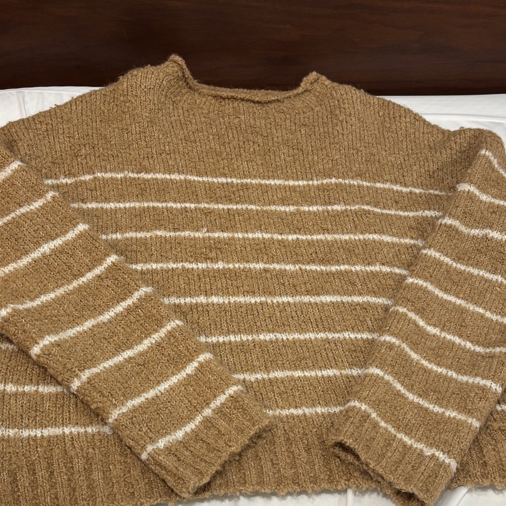 J. Crew Tan and Cream Striped Sweater